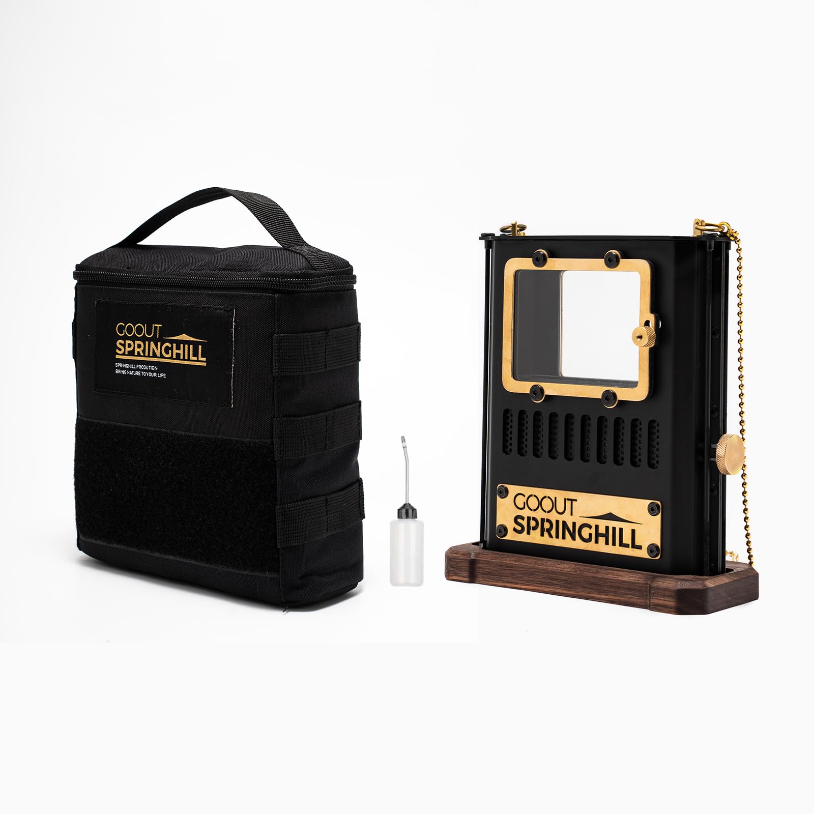 Springhill Iron Stove, Hanging Iron Stove, Oil Lantern, Camping Stove, Stove Lamp, Outdoor Cooker, Barbecue, Includes Refill, Storage Bag Included, Black (Base Included), CH-MG-B-01