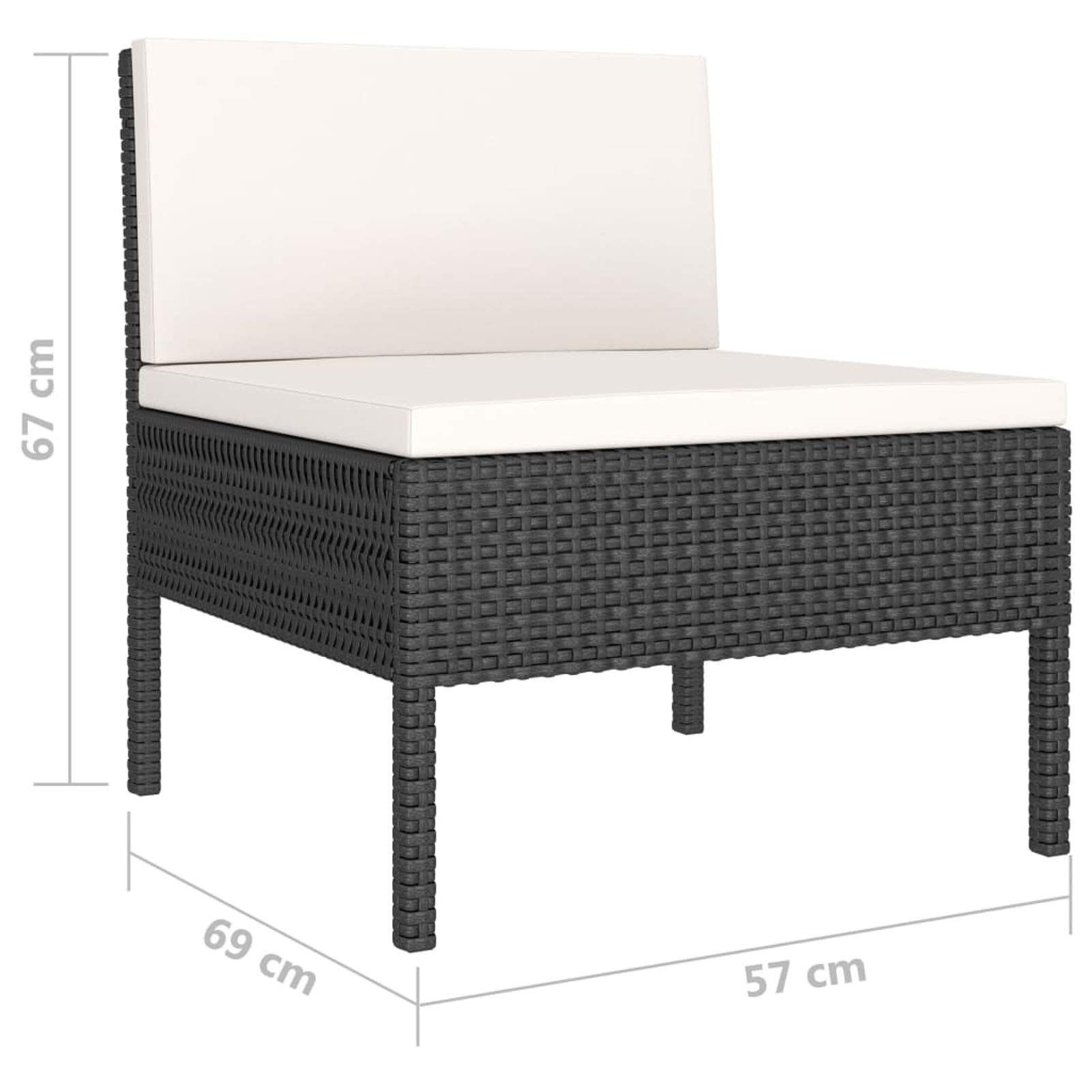 6pz Set Divano Giardino per Esterno, Divano da Esterno, Salotto da Giardino, Divano Rattan, Divani da Giardino, Set Salotto da Esterno con Cuscini in Polyrattan Nero