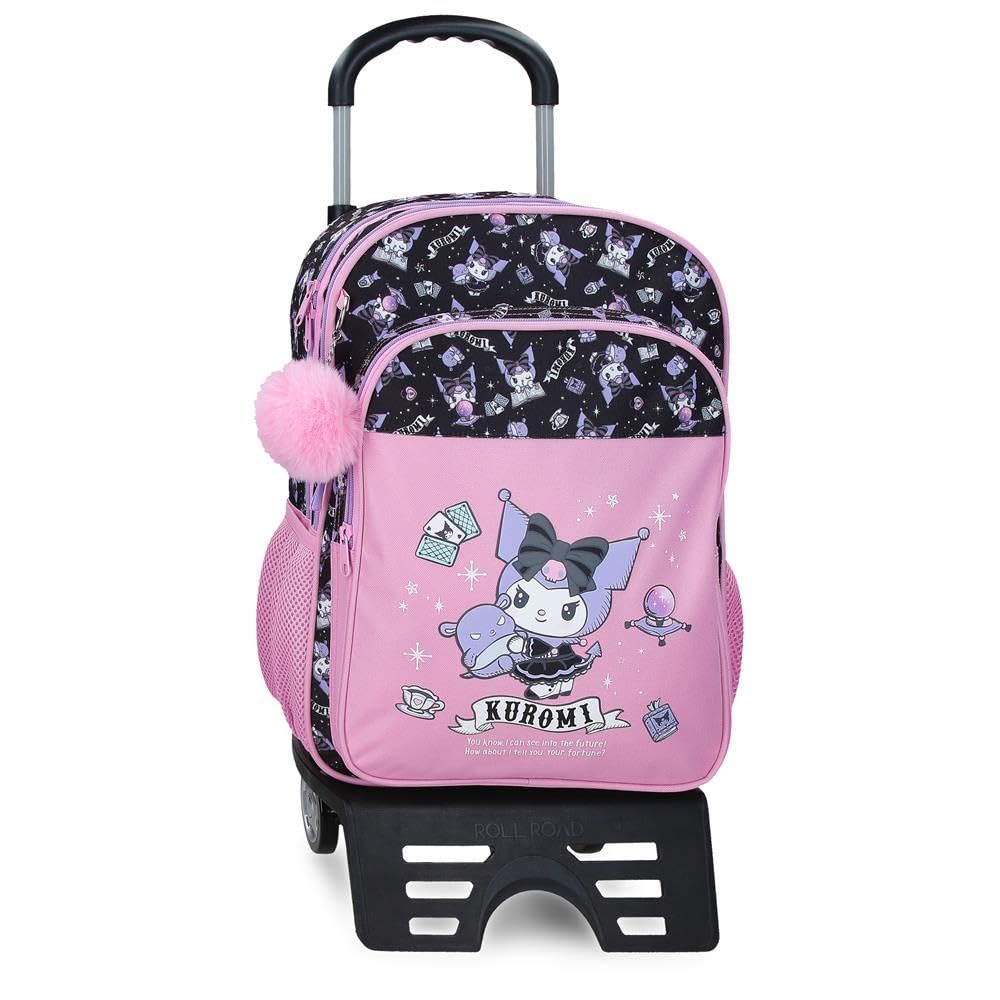 Sanrio Kuromi Fortune Telling Double Compartment School Backpack with Pink Trolley 30x40x13 cm Polyester