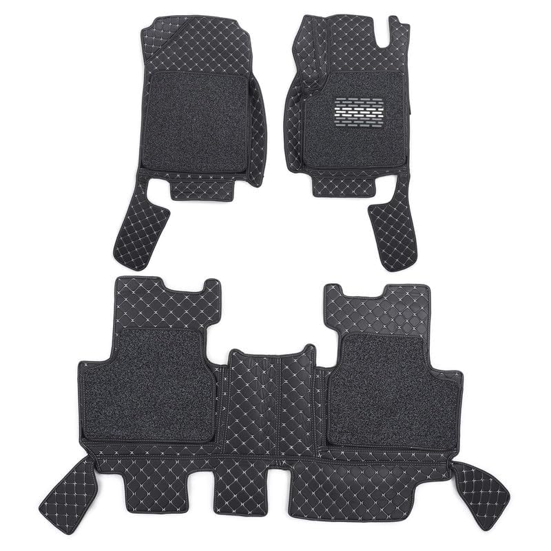 Image of SINEX 7D car mat Full Set for Maruti Suzuki Ertiga (Model : 2018-2020) || Luxury Leather Double Car Floor Mat Complete Set || 100% Waterproof and Washable || Color :Silver, Black,