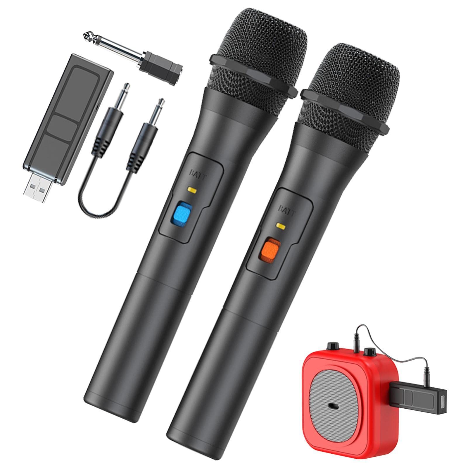 Wireless Handheld Microphone System With USB Receiver for Karaoke, Wedding, DJ, Speech, Church