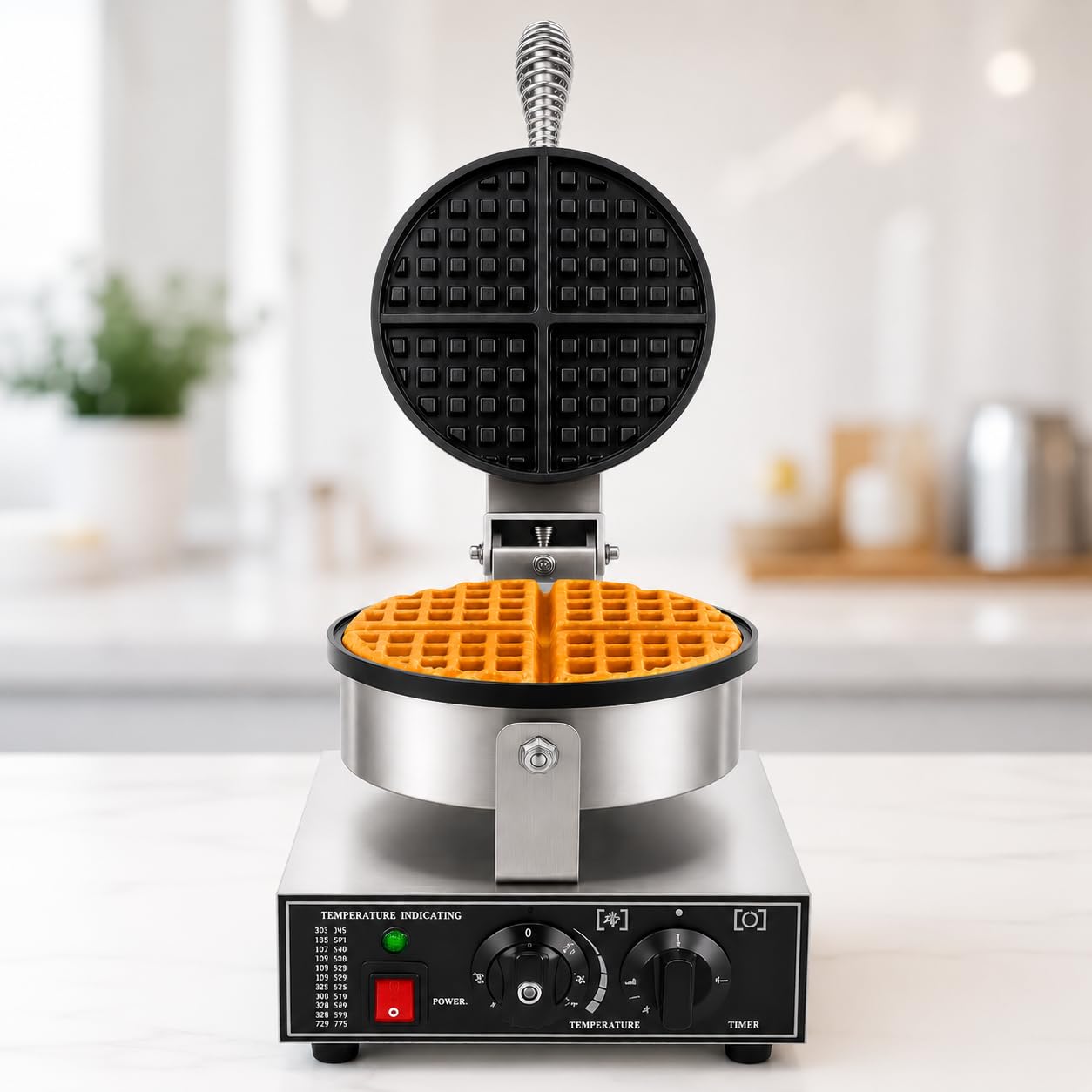 Belgian Waffle Maker ワッフルメーカー Gurubhai Equipments Belgian Waffle Maker – Round Non-Stick Waffle
