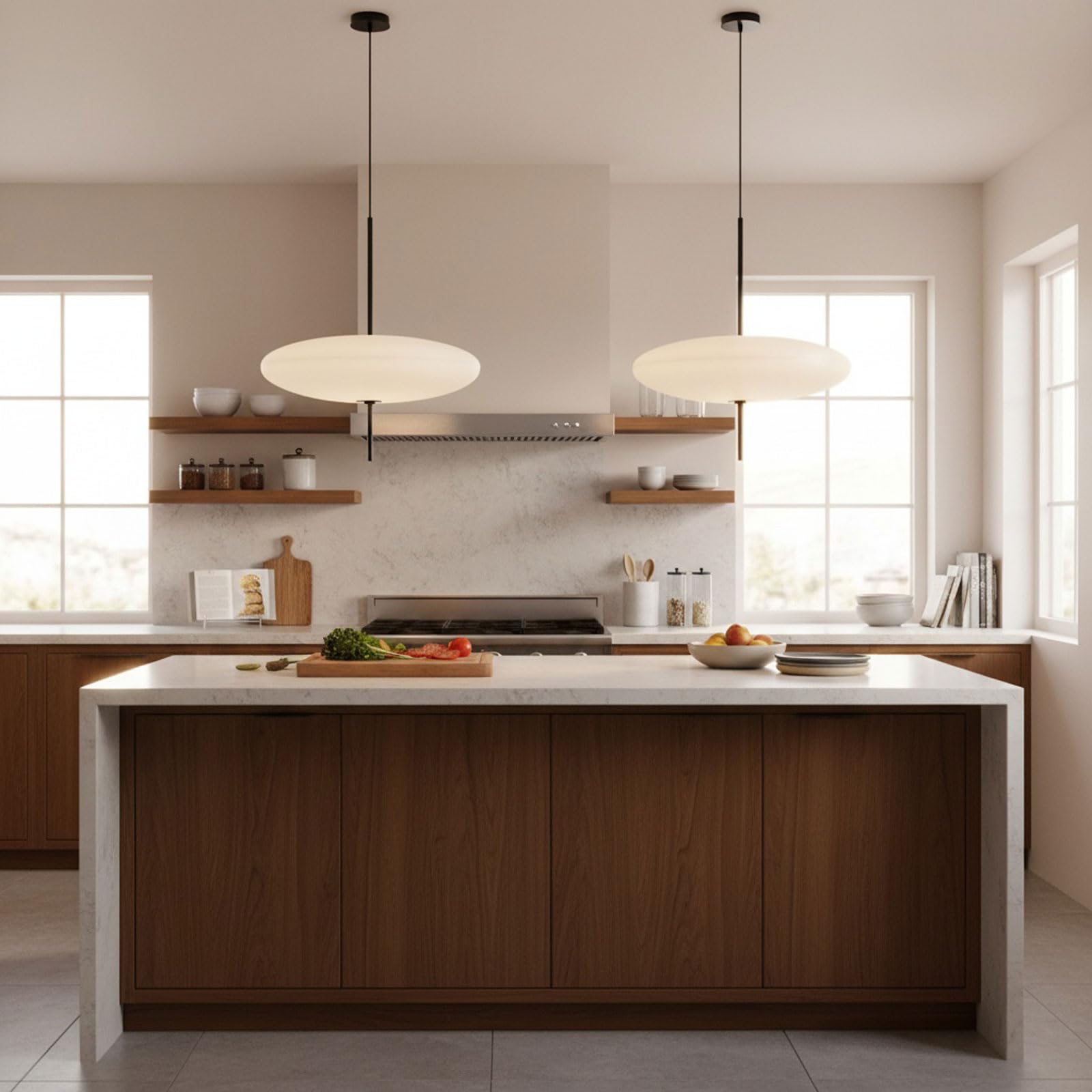 Brikey 19.7'' Nordic Acrylic Pendant Light, 5-Light Hanging