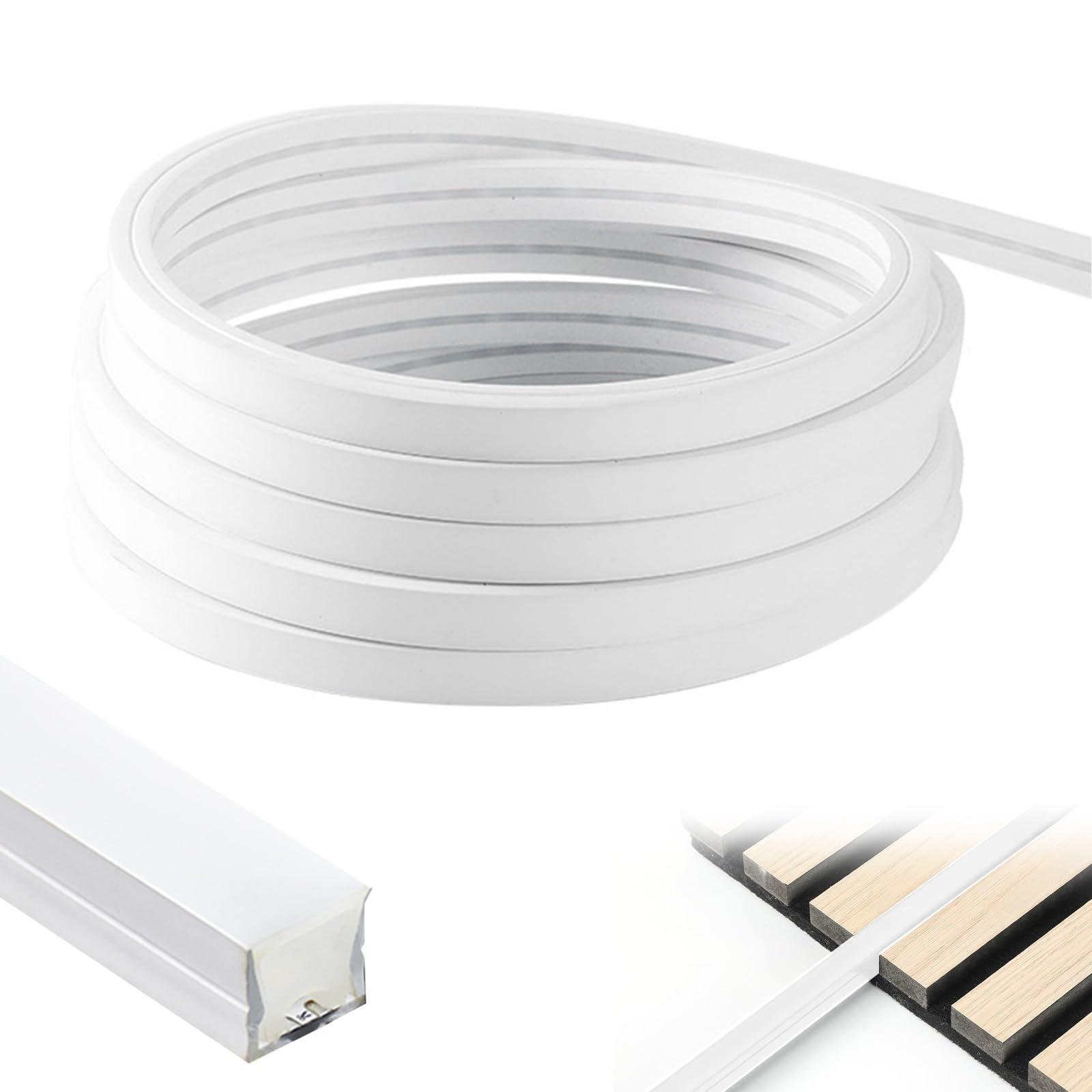 HUIKUANGEU LED Streifen,LED Schiene 5m,Flexibles Silikon LED Profil,für Akustikpaneele LED Streifen,Leisten LED-Kanäle Profil,IP65 Wasserdicht LED Kanal Diffusor,für Decke,Schrank,Bar,Akustikpaneele