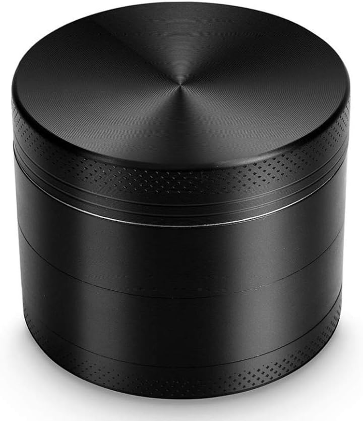 4-layer Flat Zinc Alloy Grinder, Metal Flat Grinding Spices / Vanilla Grinder (Black)