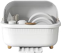 Vista 11 de Escurridor de platos con cubierta de tapa Caja de secado de platos de plástico Escurridor de platos multifuncional para ahorrar espacio