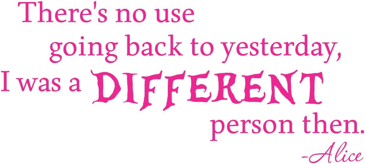 24x10 There's No Use Going Back to Yesterday I was A Different Person Then Alice in Wonderland Wall Decal Sticker Color Choices Wall Decal Sticker Art Mural Home Décor Quote