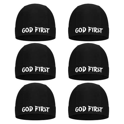 Twistover 6 Pcs Christian Skull Caps for Football God First