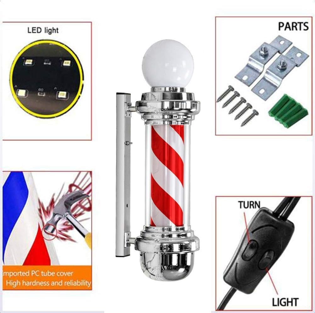 ELzEy Lampes de sécurité solaires à LED for extérieur, lampes clôture, éclairage for poteau barbier, panneau salon coiffure style classique for(C)
