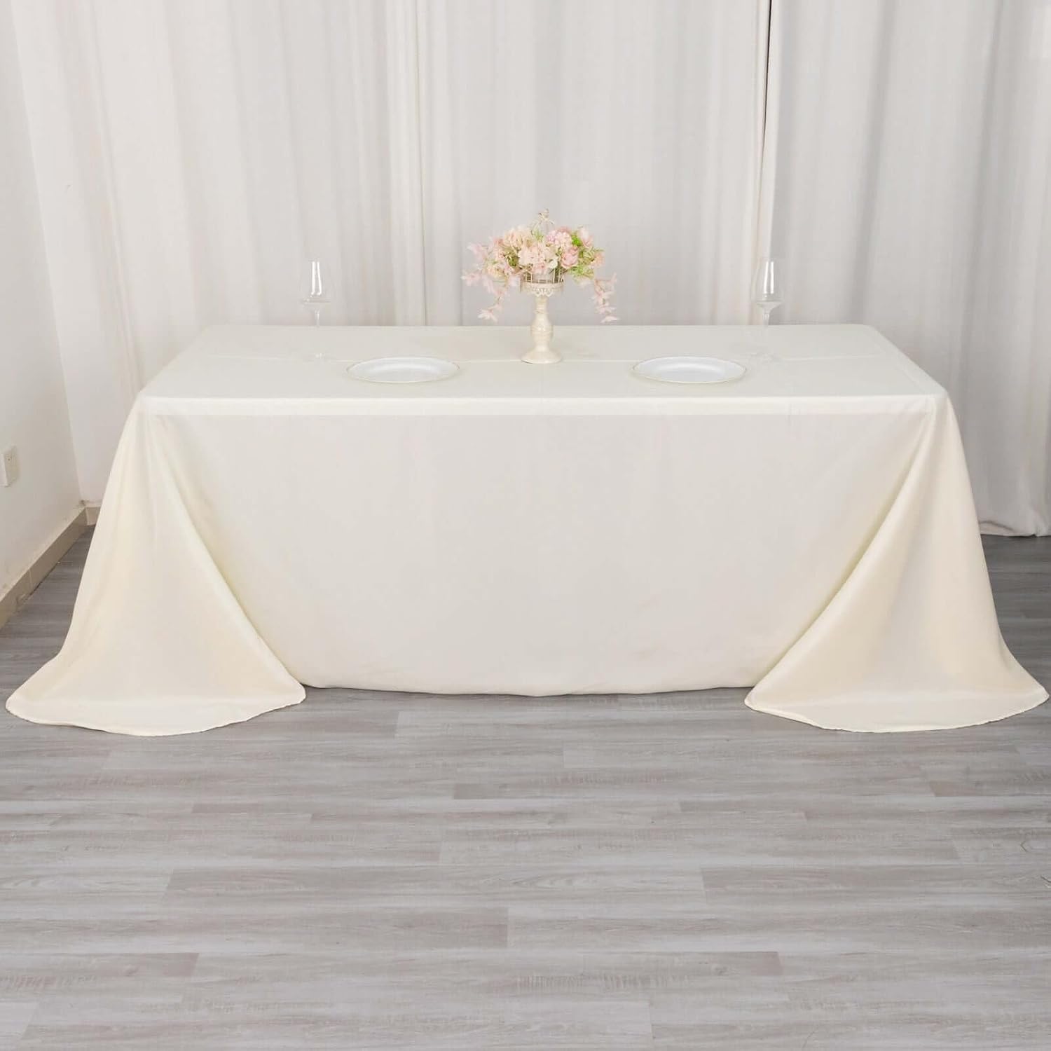 Efavormart 90x132 Ivory Wholesale Rectangle Polyester Round Corner Tablecloth Linen Wedding Party Restaurant Tablecloth