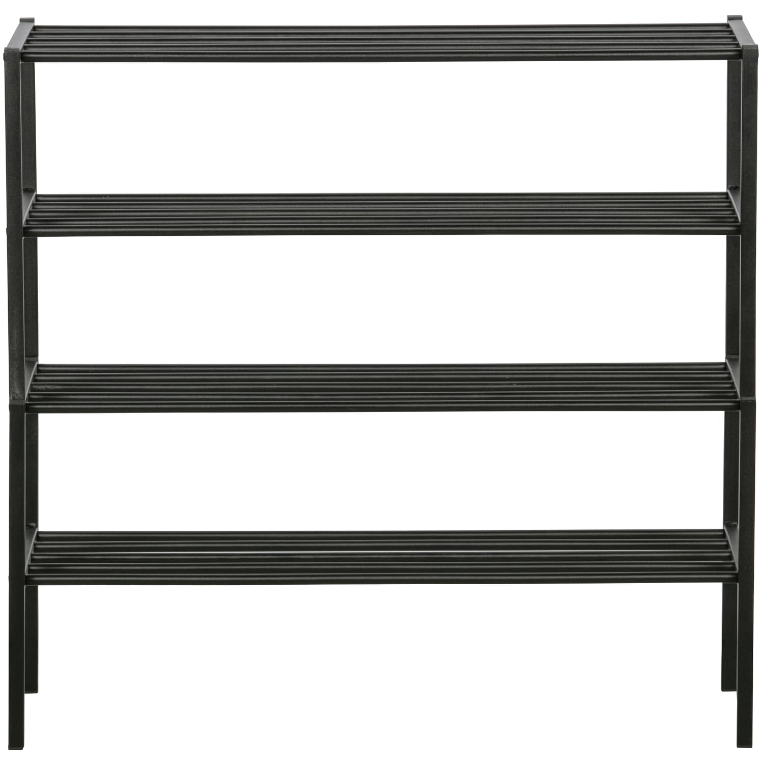 WOOOD Ferro Schuhregal Schwarz - Stapelbares 2-Lagiges Schuhschrank aus Metall Schuhablage 40x85x35 cm