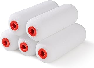 Mister Rui 4 Inch Foam Roller Covers 5-Pack, 30kg/m³ Medium Density - Washable & Reusable for Smooth Finish on Furniture, Cabinets, DIY Projects