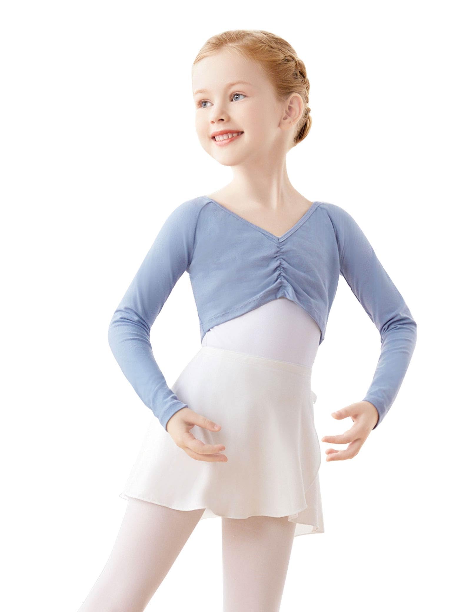 Kids Girls Ballet Wrap Tops Long Sleeve Crop Dance Sweaters for Leotards