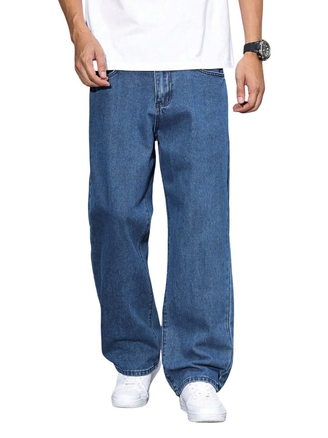 Men's Vintage Wash with a Modern Twist Faded Jeans(Blue,34)