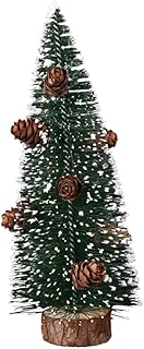 Aoukey Mini Pine Needle Christmas Tree Party Decoration Flocking Sticky Decoration Green Snow with Ornaments - coolthings.us