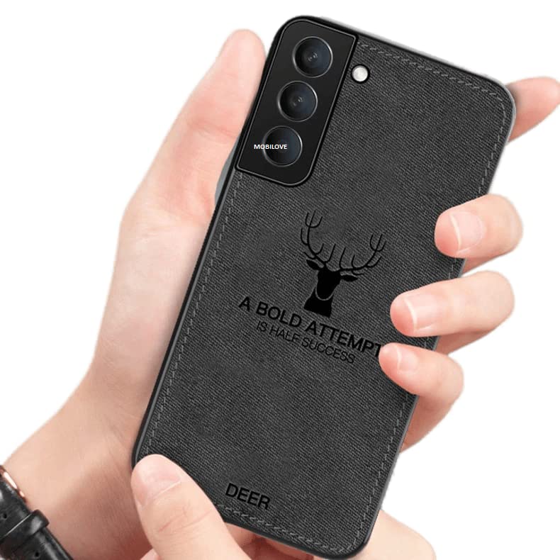 MOBILOVE Deer Pattern Cloth Texture Leather Finish Soft Fabric Case Hybrid Protective Case with Camera Protection for | Samsung Galaxy S21 FE 5G (Black) (B0BPN6YS6D) Amazon Price History, Amazon Price Tracker