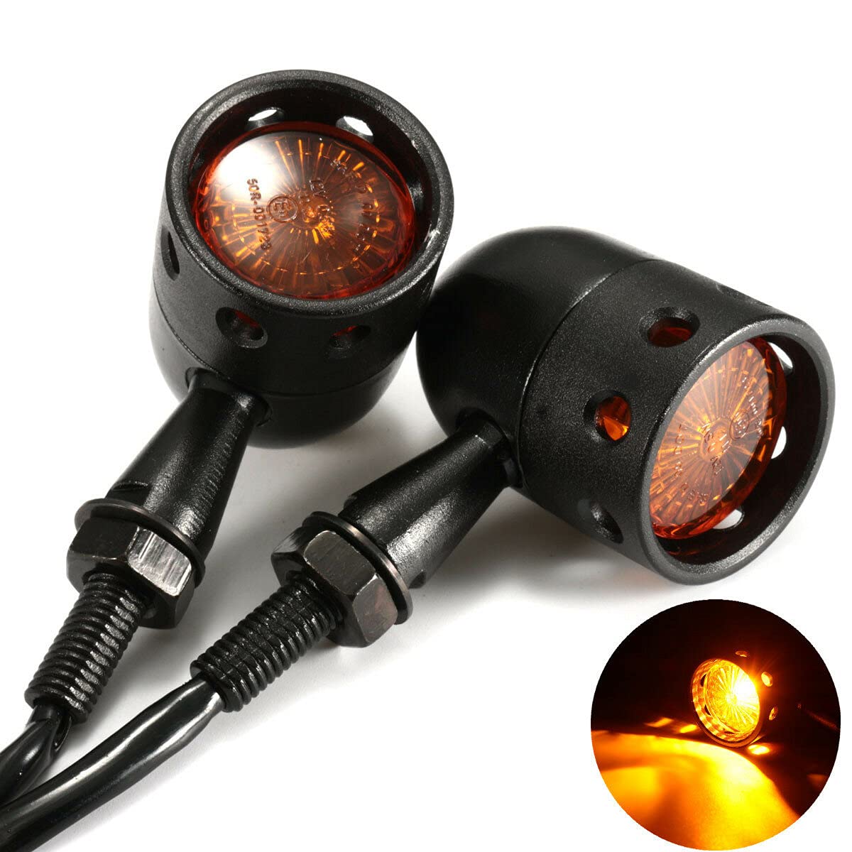 Para 12V Motocykl Amber Kierunkowskaz Kierunkowskaz Lampka Hollow - Chrom