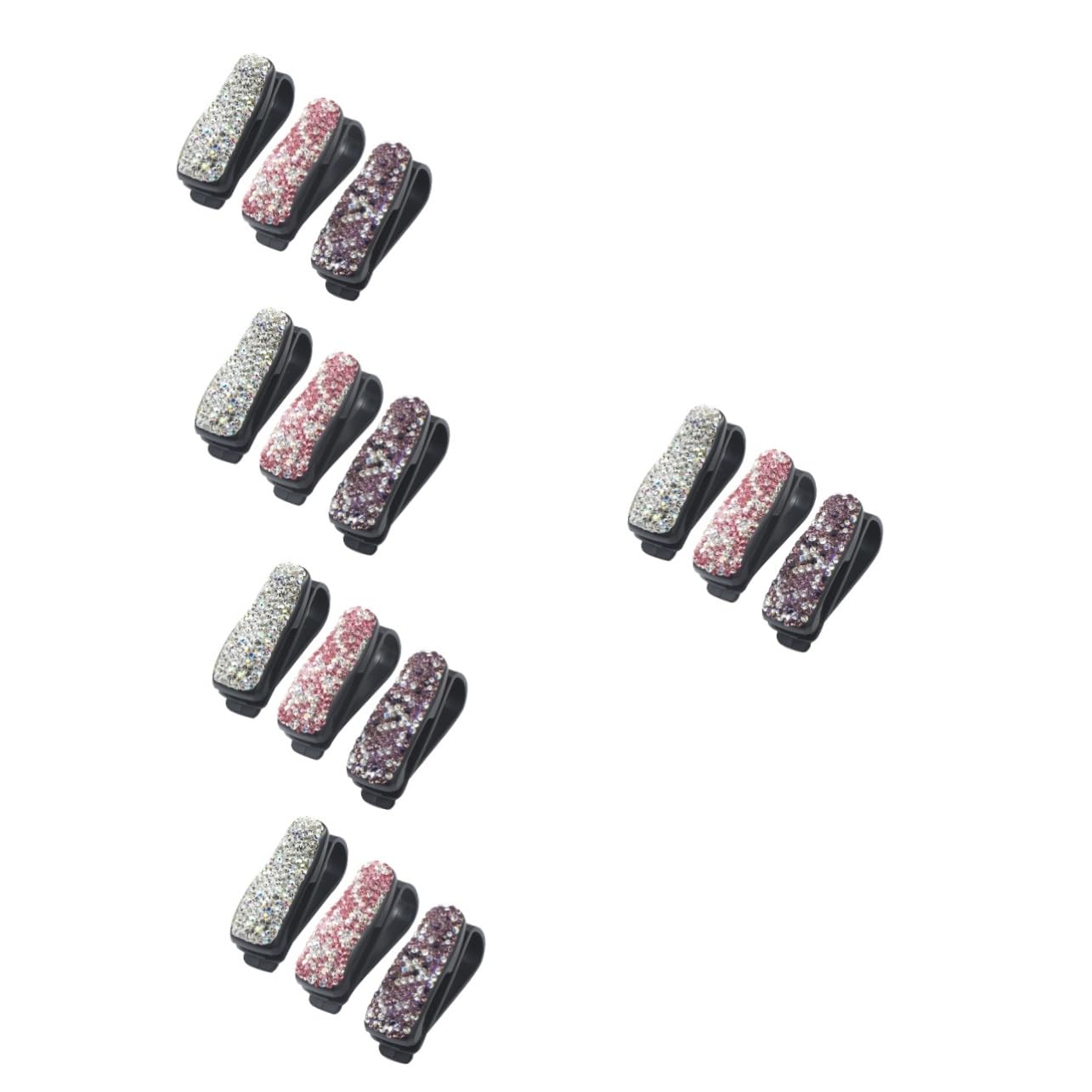 SOLUSTRE 15piezas Soporte De Gafas Brillantes Clip para Visera De Coche Organizador De Accesorios De Automóvil De Plata Rosa y