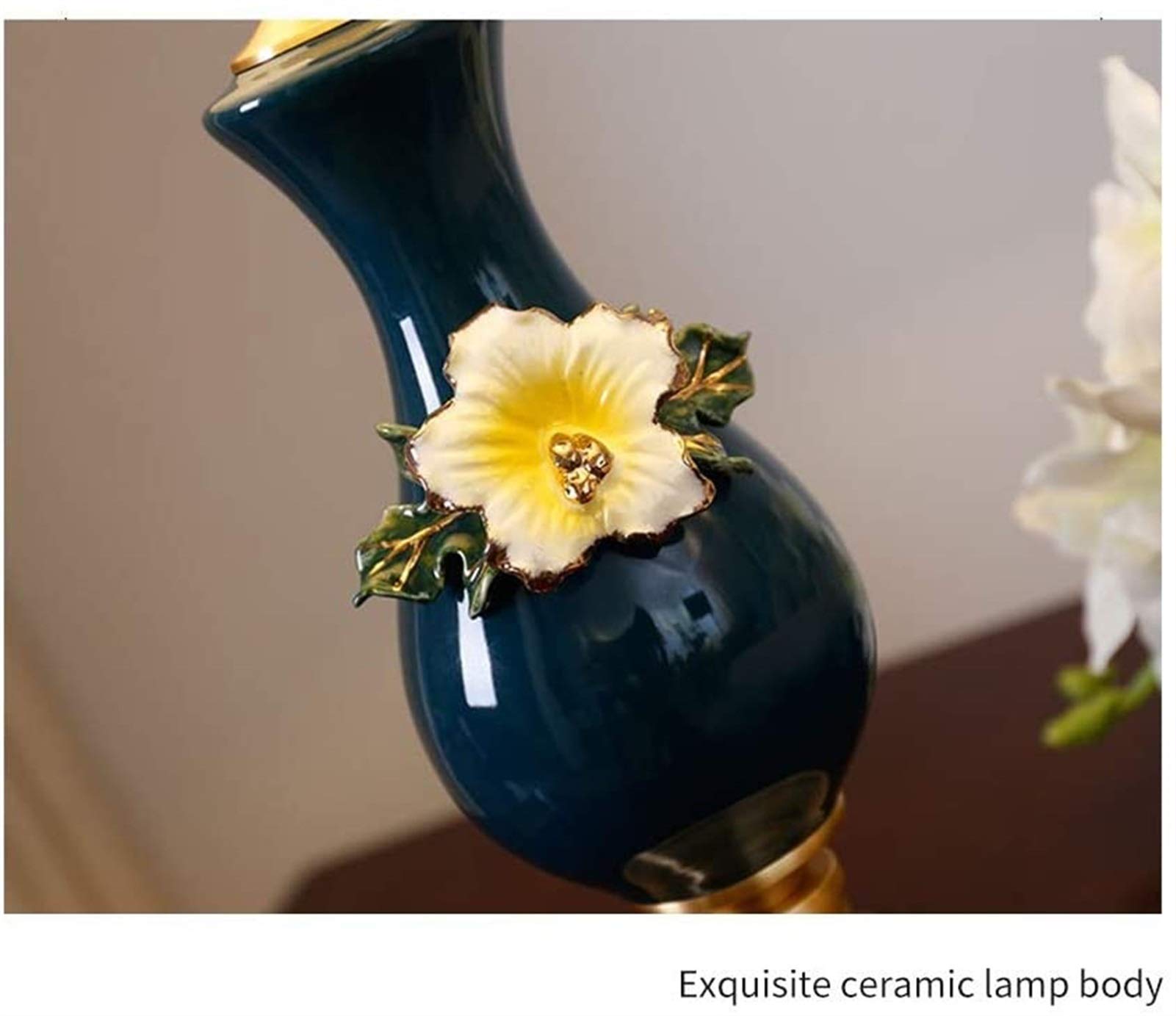 Elegancka malowana lilia ceramiczna stolik nocny do sypialni gabinet dekoracja salonu lampa biurkowa, (rozmiar: ściemniacz)