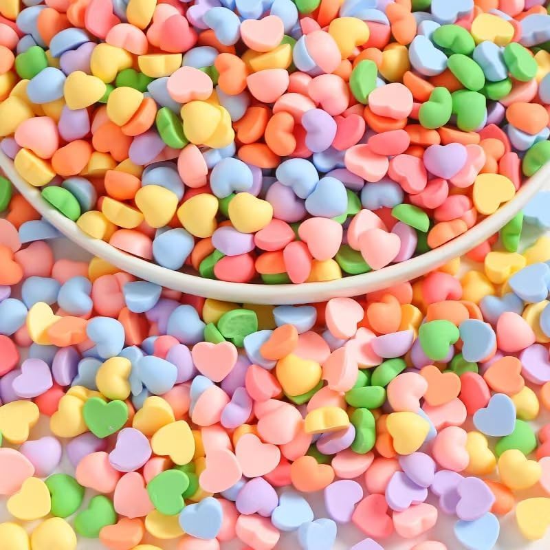100 Pcs Colorful Heart Resin Charms Flatback Buttons Beads,DIY Crafts Decor Flat Back Cabochons Scrapbooking Valentine Vase Filler Embellishments for Card Making Cell Phone Decoration - Image 7