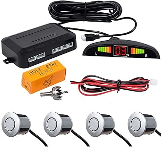 Car Reverse Backup Radar System - MASO LED Display Parking Assistants Double CPU Security Reversing Parking Radar Sensor Car Vehicle with 4 Sensors Alarm Buzzer Reminder Safe Driving