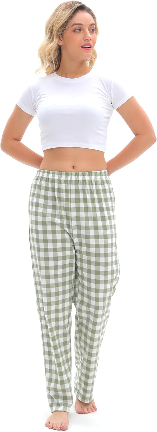 SAMGU Women's Cotton Sleep Pants, Elastic Waist Comfy Casual Lounge Pants with Pockets - Image 2