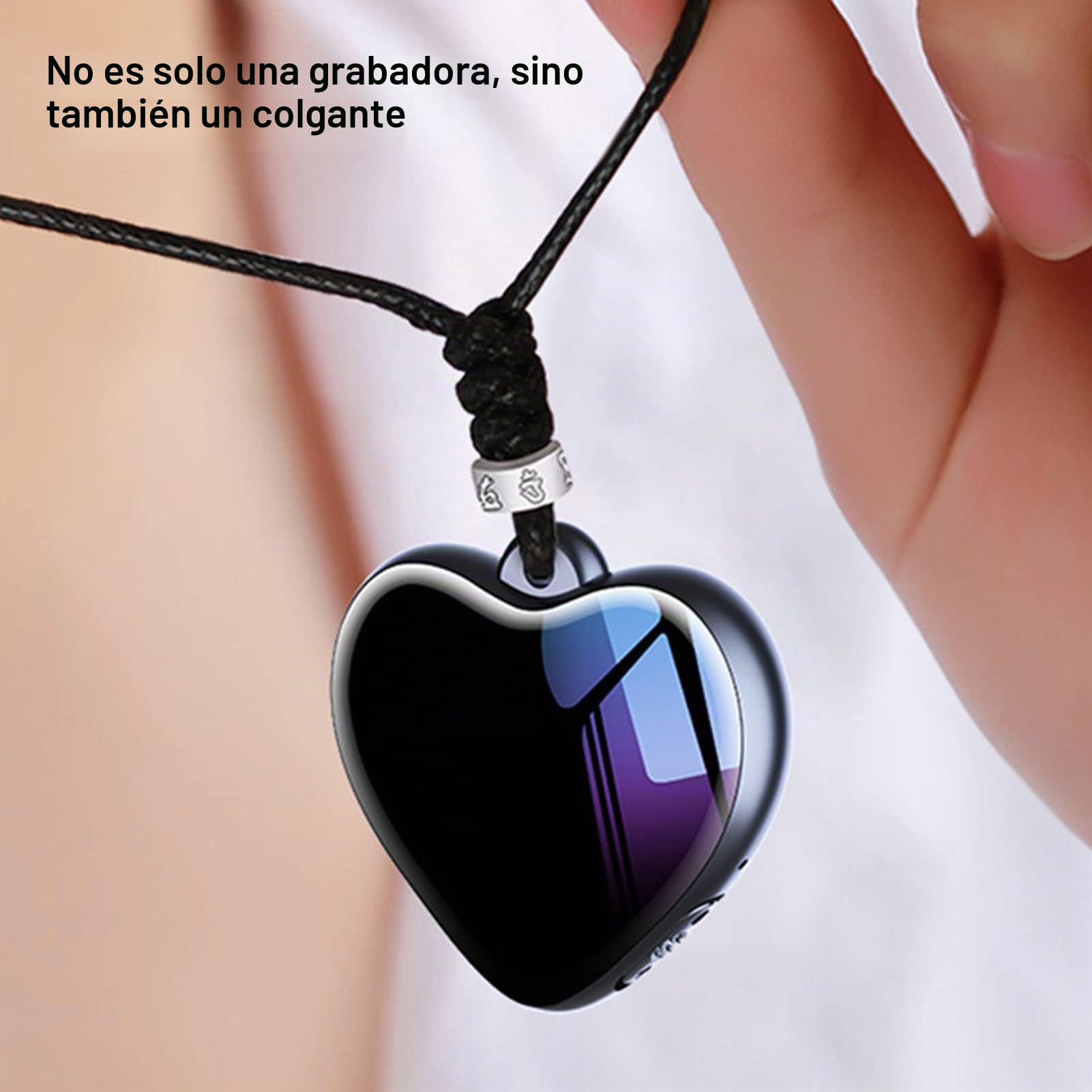 Grabadora Activada por Voz, Grabadora de Audio Digital en Forma de Corazón, Mini Grabadora de Voz con Auriculares, Grabación con un Clic, Eliminación en Línea, Dispositivo de