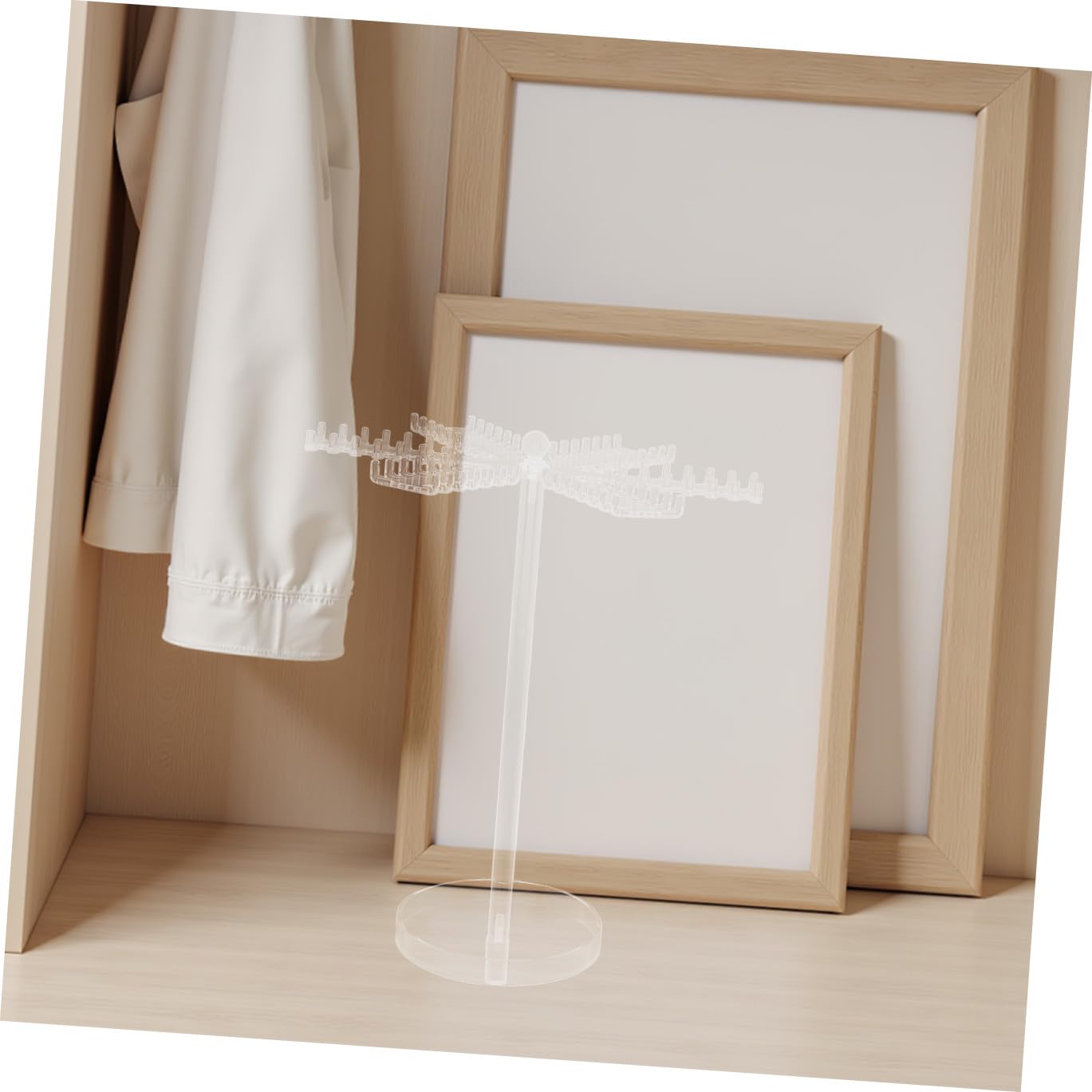 Hohopeti Drehbarer Schmuckständer aus Transparentem Acryl 29,5X26,9X13cm Halsketten und Armbandhalter mit 360°-Display für Damen Schmuckorganizer für Schreibtisch und Kommode