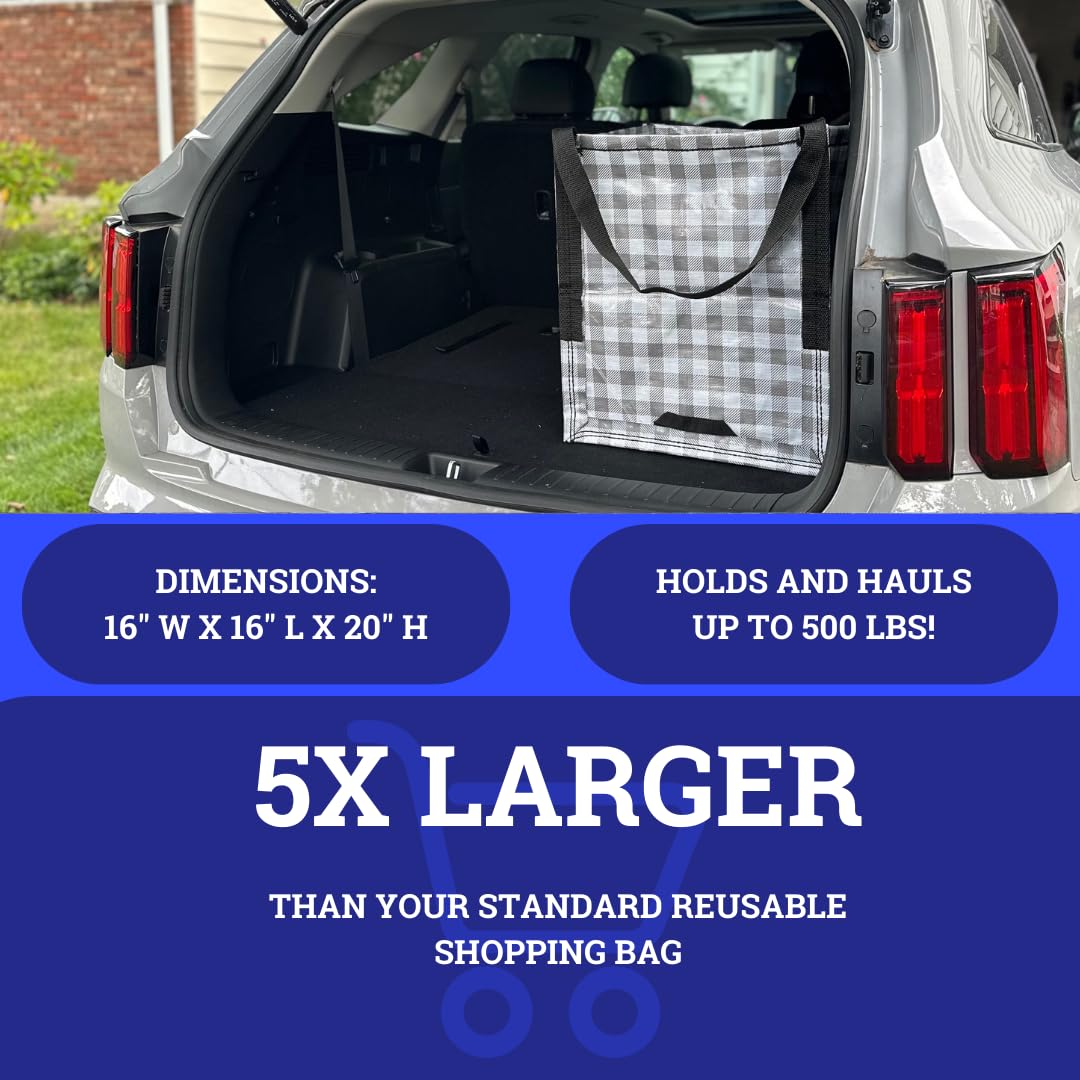 DURASACK 高耐久トート 22ガロン 頑丈なポリプロピレン製多目的バッグ ギンガムブルー 並行輸入品 DURASACK (デュラサック) 高耐久 収納トートバッグ 22ガロン 頑丈なポリプロピレン織物 引っ越し用バッグ 再利用可能な自立デザイン  耐荷重500ポンド シングル ギンガムグレー