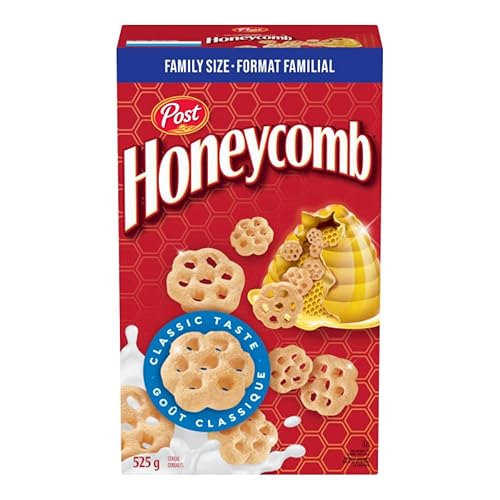 Post Honeycomb Breakfast Cereal, Made with Whole Grains and Real Honey, Family Size 525g - 525 g (Pack of 1)