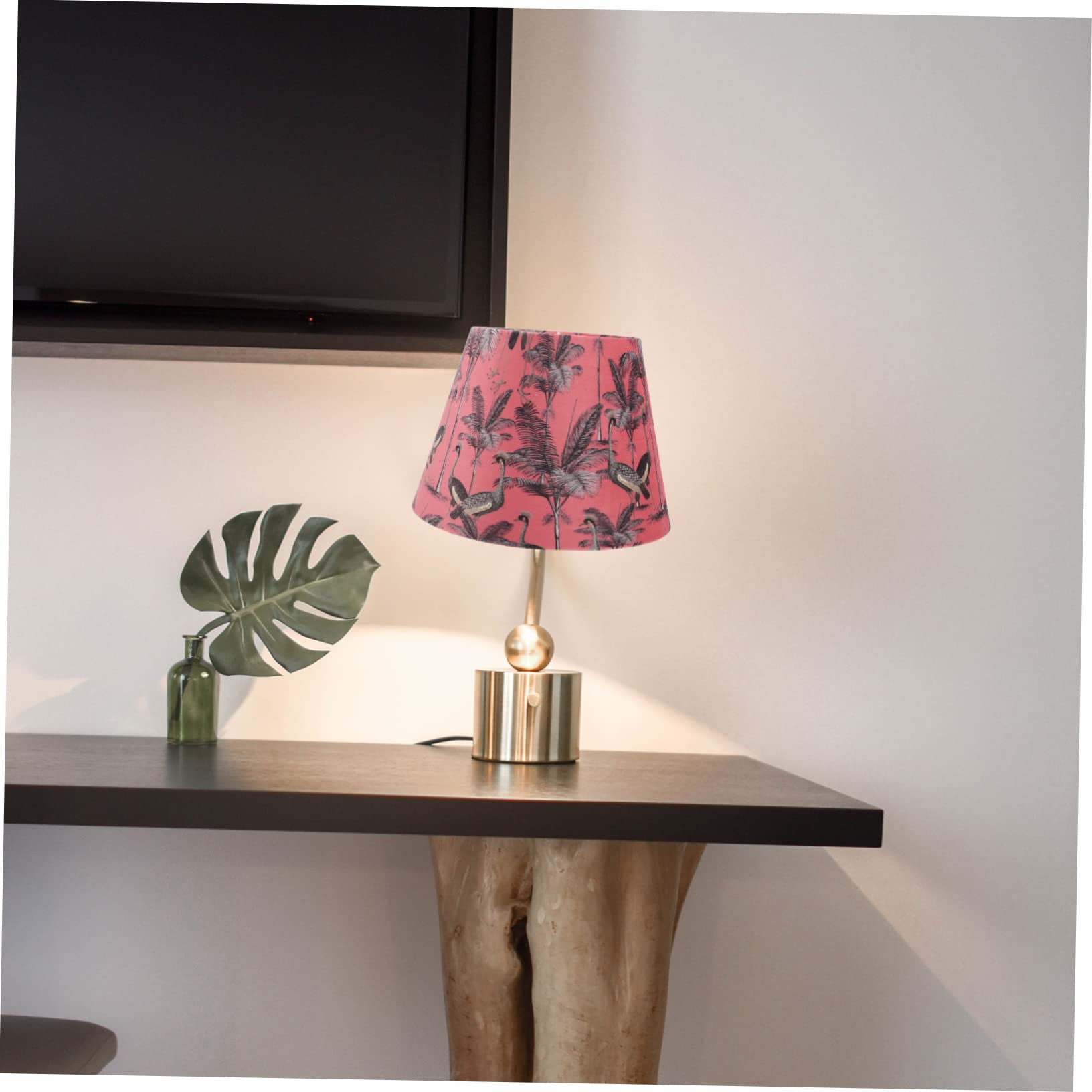 Hemobllo Pantalla de Lámpara de Mesa Terciopelo Estampado, Compatible E27 E14, 25 Cm, para Dormitorio y Hotel, Repuesto Ligera y Moderna, 1 Unidad