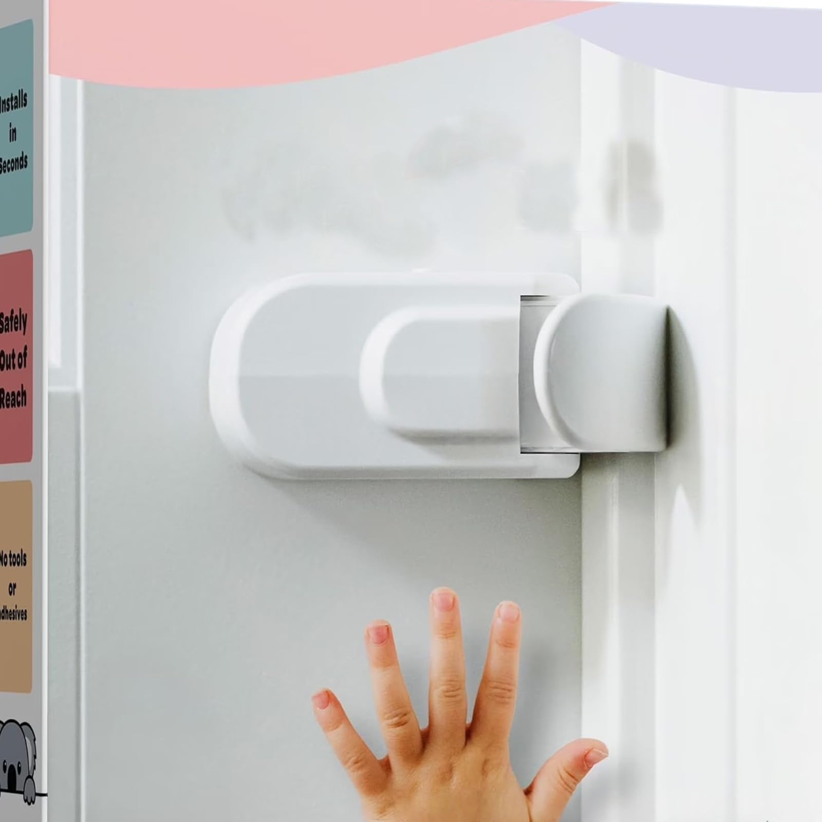 1 Pack Door Lever Safety Lock, Door Locks for Children, Snap-On Doors Lock Required Child Proof Doors Latch for Protecting Toddlers Cats Dogs, Easy Install, No Tools Or Adhesives