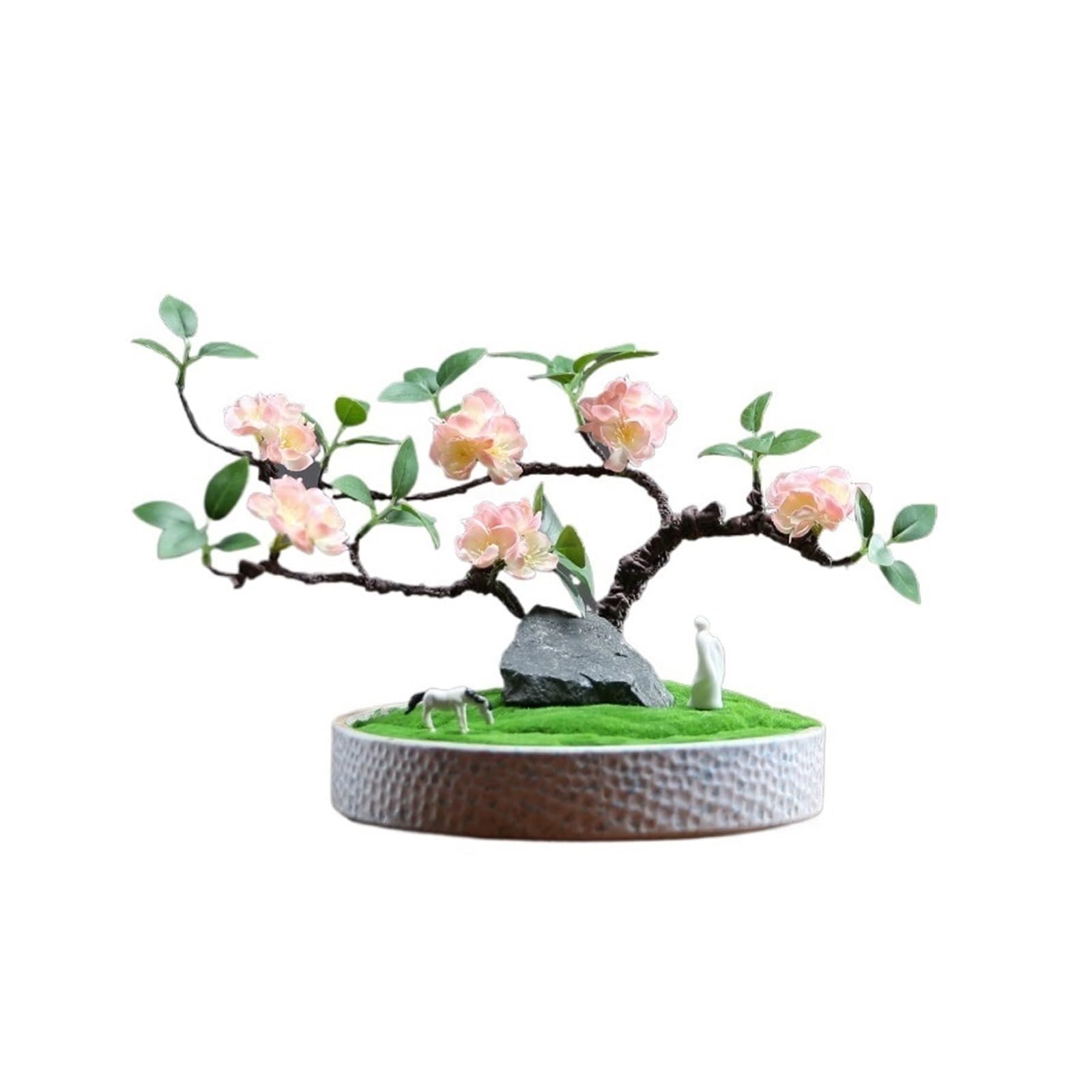 GLJTUO Artificial Trees Plum Bonsai Tree, Chinese-style Simulation Potted, Desk Display Plant Simulated Pine