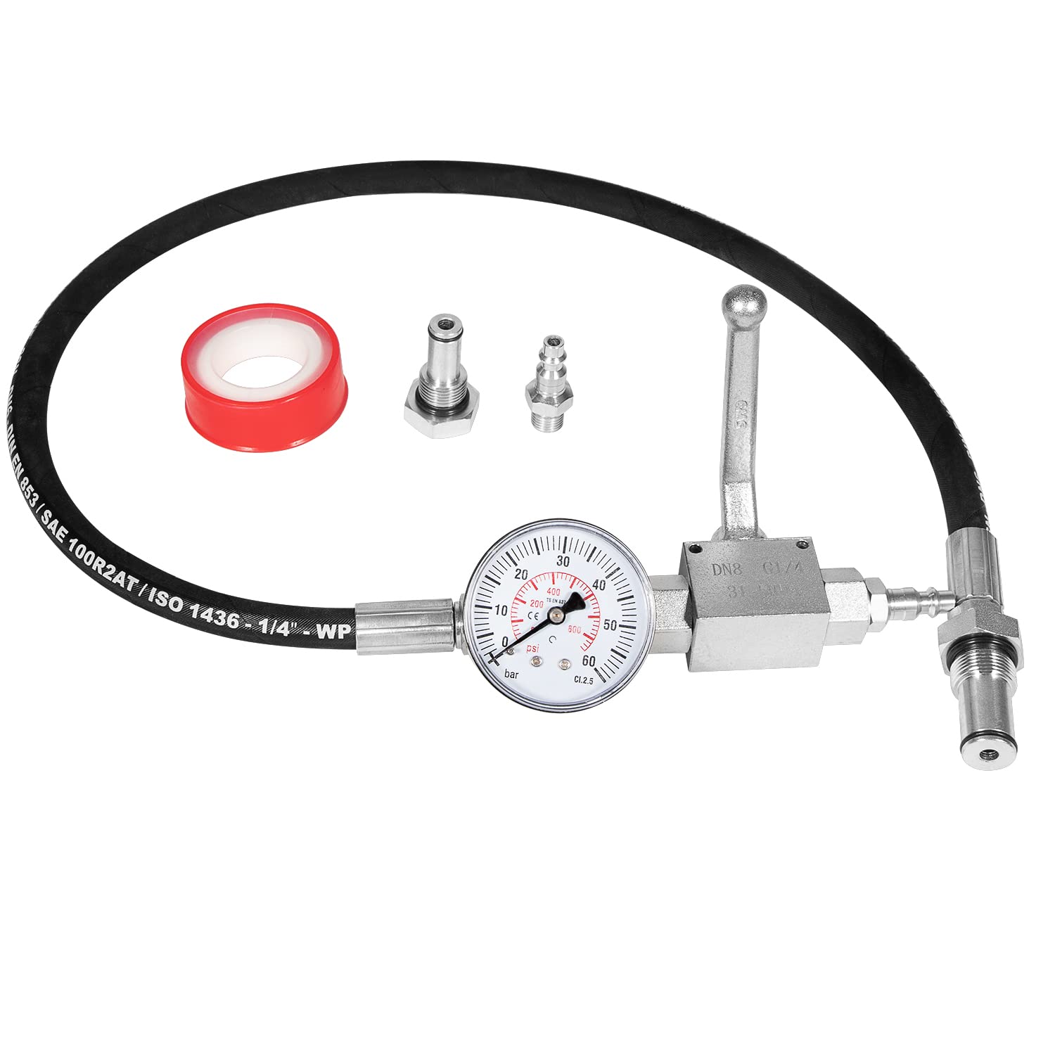 Camoo 6.0L High Pressure Oil System IPR Air Test Tool for Ford Powerstroke 6.0L / 7.3L Diesel 1994-2007, with 6.0L & 7.3L High Pressure Oil System IPR Valve Air Test Fitting, Gauge Air Meter
