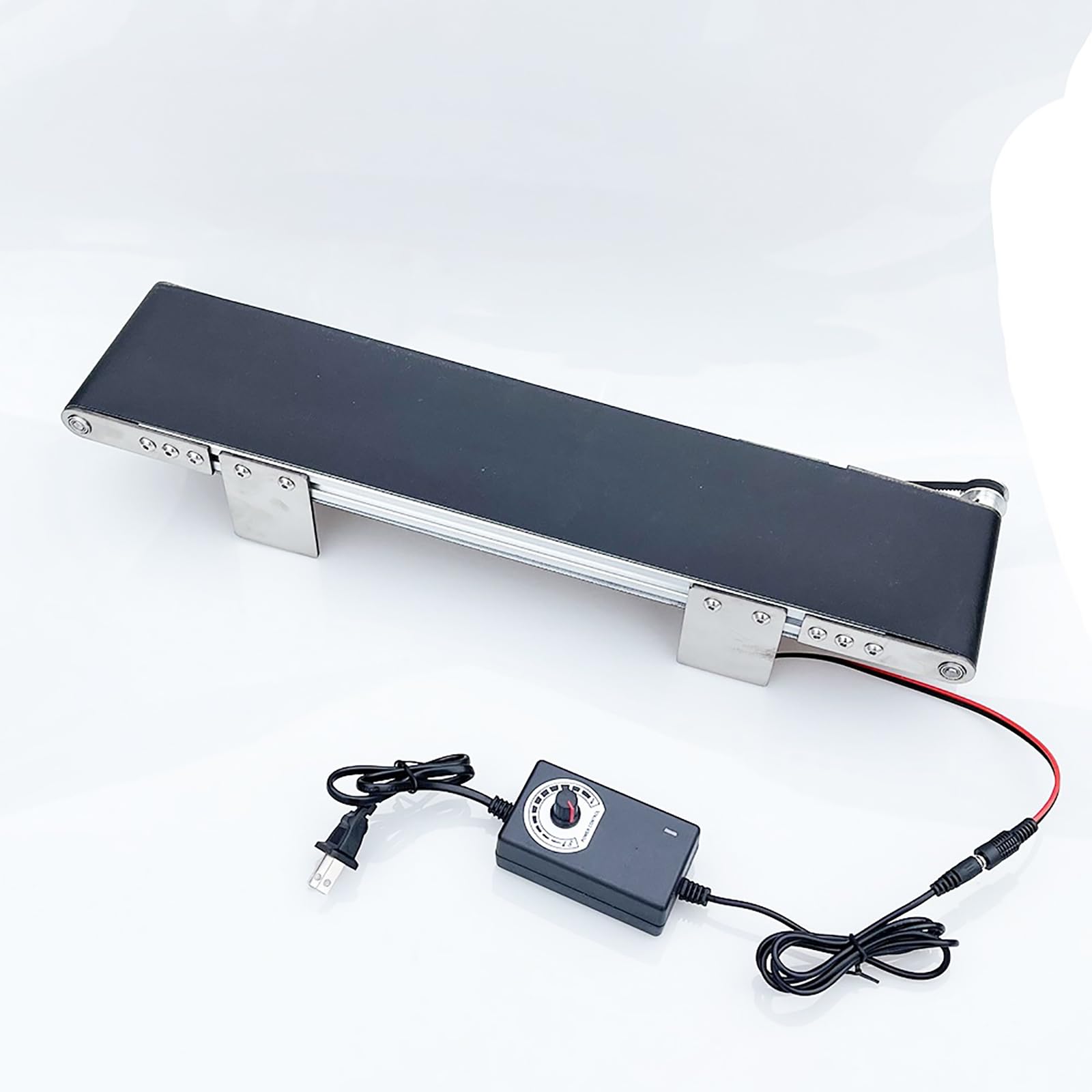 Cinta transportadora de escritorio, metal eléctrico, regulación de velocidad de 1 vía, longitud efectiva de 49 cm, ideal para fábrica de embalaje, uso en línea de producción, diseño duradero para