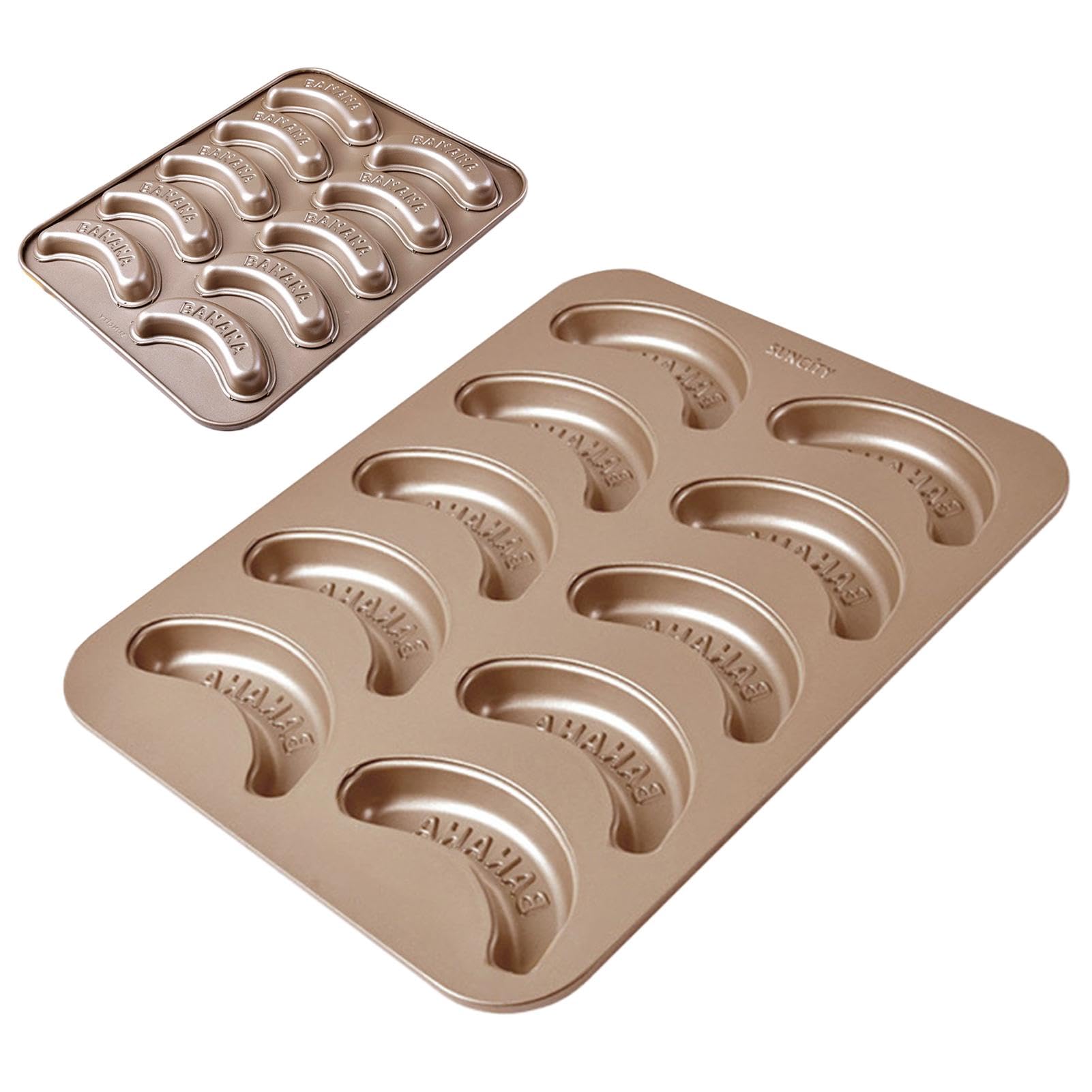 Molde para hornear (10 unidades, 10 unidades, diseño de plátano | para galletas, pudín, bread & Treats)