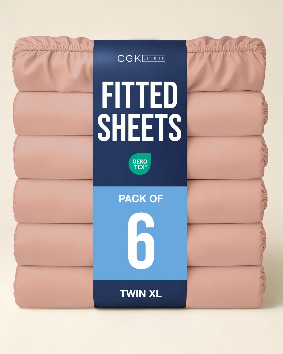 Twin XL Fitted Sheet - Pack of 6 College Dorm Essentials - Mauve