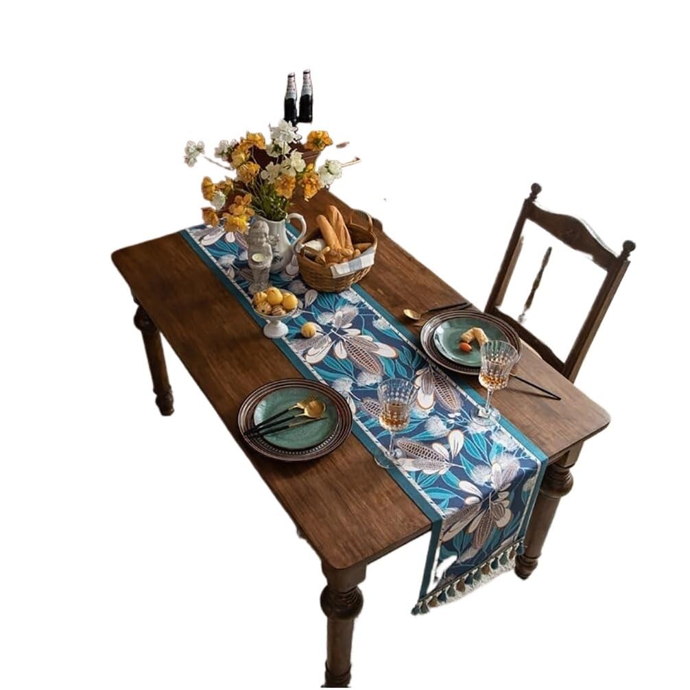 NIUSABOU Kitchen Dining TableDecoration, Nordic Table Runner Corn Jacquard Tassel Birthday Party Decor Multicolor 35x140-300cm(Blue,35x160cm(13.7x62.9in))