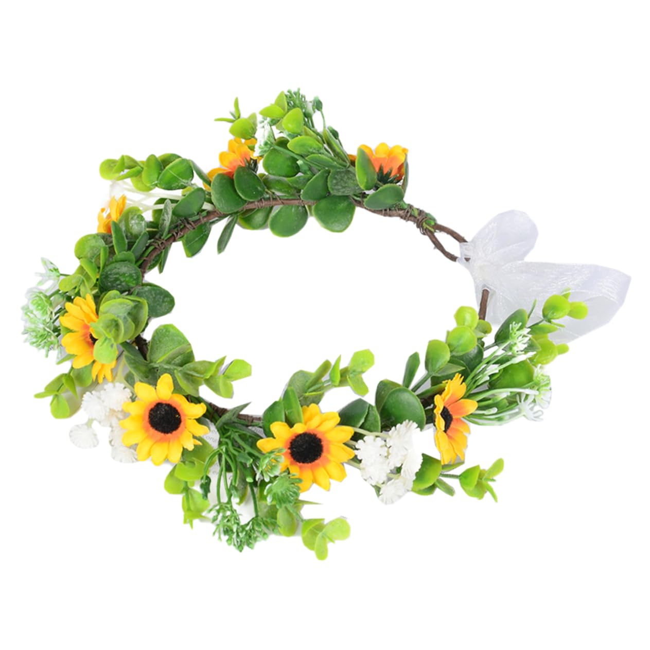 ABOOFAN 5 Stück künstlicher Girlanden-Kopfschmuck Hochzeit heiraten Kopfbedeckungen Dekorationen Gelb stirnband Haarband Blumenkronen-Kit Blumenkrone für die Braut Plastik