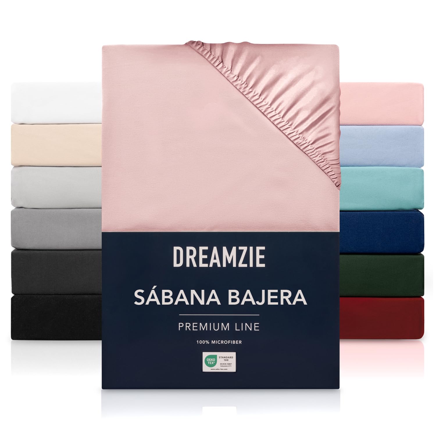 Dreamzie Sabanas 150x200 cm - Grandes Solapas de hasta 33 cm - 100% Microfibra - Rosa - Certificada sin Productos Químicos (Oeko Tex), Sabanas bajeras Completamente Elásticas 2 6107LOgccPL