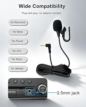 3.5mm Car Microphone for JVC Alpine Kenwood Sony Stereo Radio