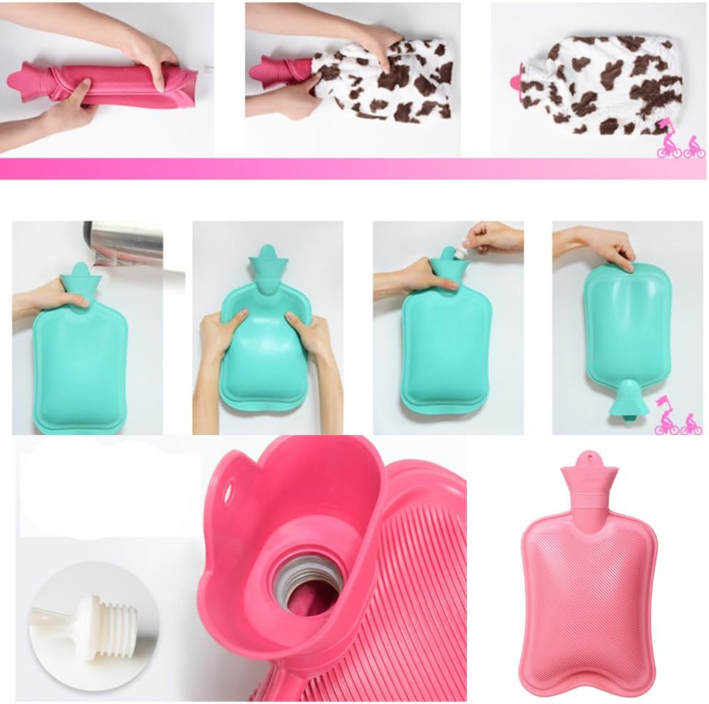 1.8L Hot Water Bottle +Random Flannel Cover Hot & Cold Relief #02