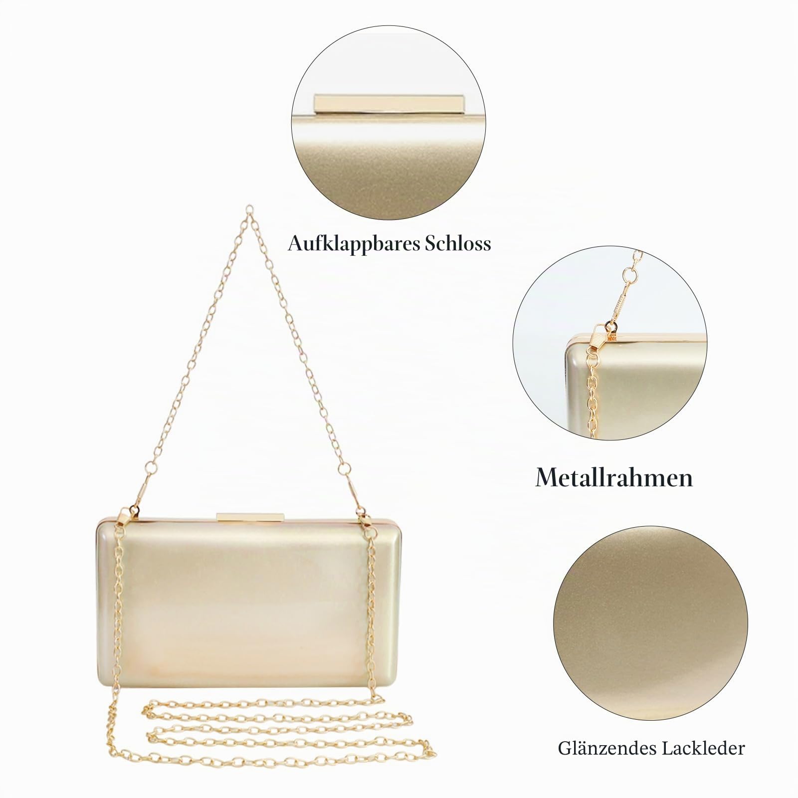 Damen Abend Clutch Geldbörsen Lackleder Clutches Formelle Party Hochzeit Cocktail Ballbörse Handtaschen