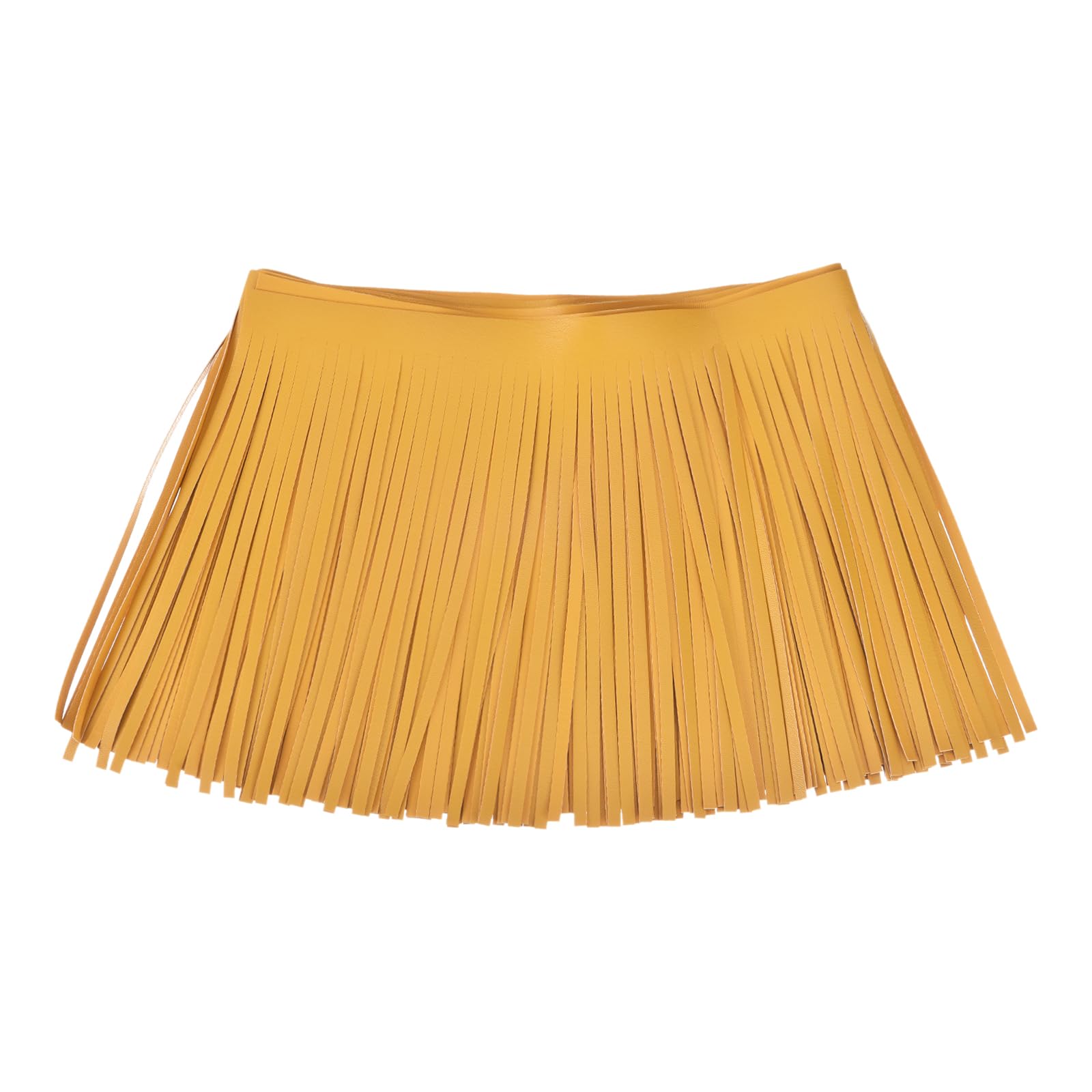 sourcing map 1 Yard 8 Inch PU Faux Leather Fringe Trim Double Side Leather Sewing Tassel Fringe for DIY Sewing Dress Crafts Skirt Decoration, Yellow