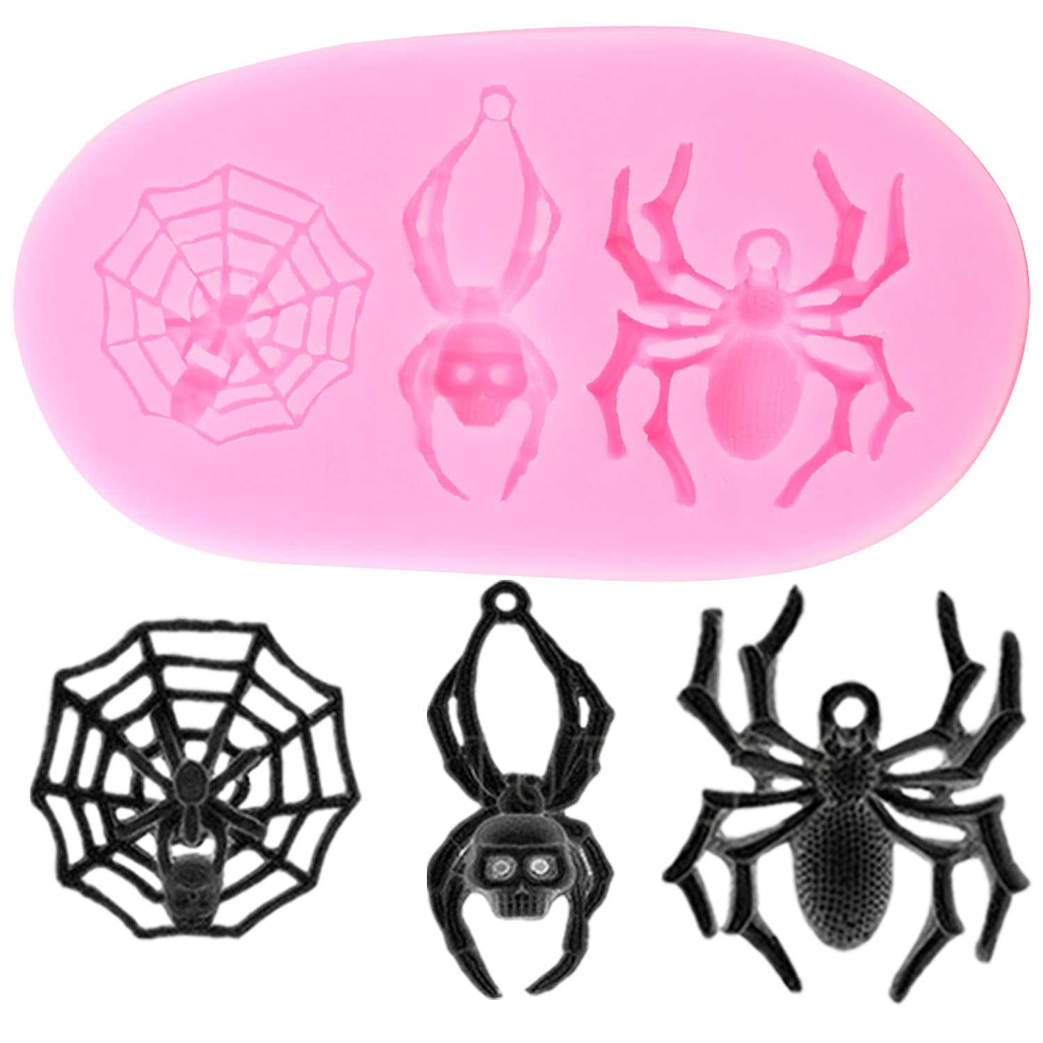 XMOLDNMS Spider Silicone Mould Spider Web Fondant Moulds for Cake Decoration Cupcake Topper Candy Chocolate Polymer Clay Gum Paste