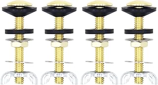 4 Pack Toilet Tank to Bowl Bolt Kit, Brass Plated Heavy Duty Toilet Bolts Rustproof Bolt Stainless Steel Nut Washer with Double Rubber Washers for Toilet Tank Bolts (2.56 inch Bolts)