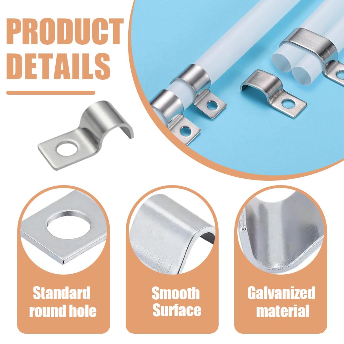 36 Pezzi Collari per Tubi 4mm Fermacavo Unico Foro in Acciaio Inox V2A Supporti a U Morsetti per Tubi Collari Heavy Duty Fissaggi per Cavi Ø 4-5mm Tubazioni per Acqua Tubi PVC Installazione