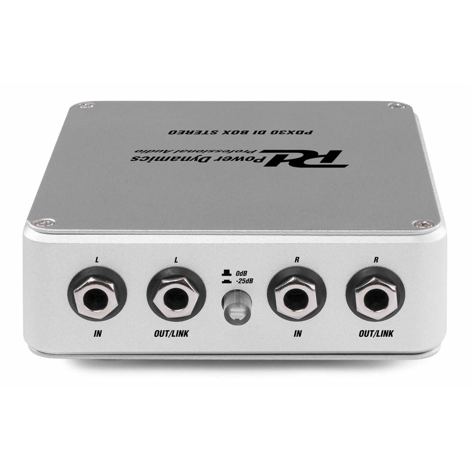 Power Dynamics PDX30 - Boîtier DI Stéréo, Aluminium, Très Robuste, Compatible Batterie, Idéal pour Augmenter Les Performances Sonores de Vos Instruments de Musique