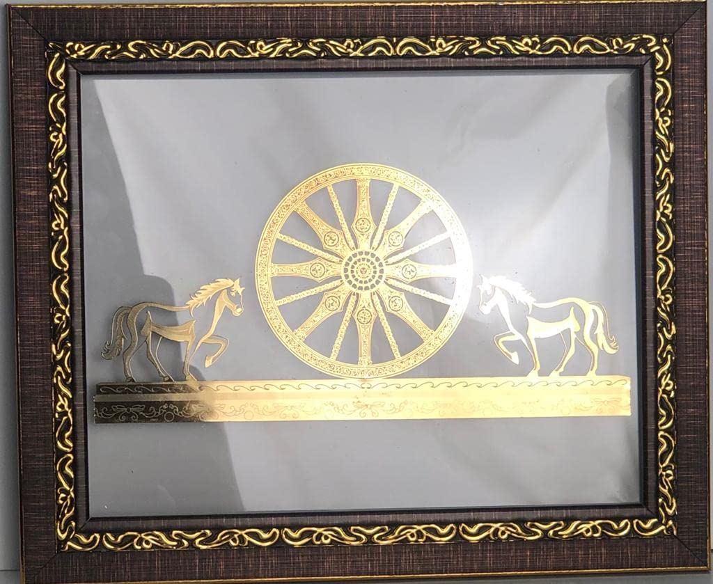shree kreations Gold Plated Konark Sun Temple Wheel Photo Frames for Wall Decor Home