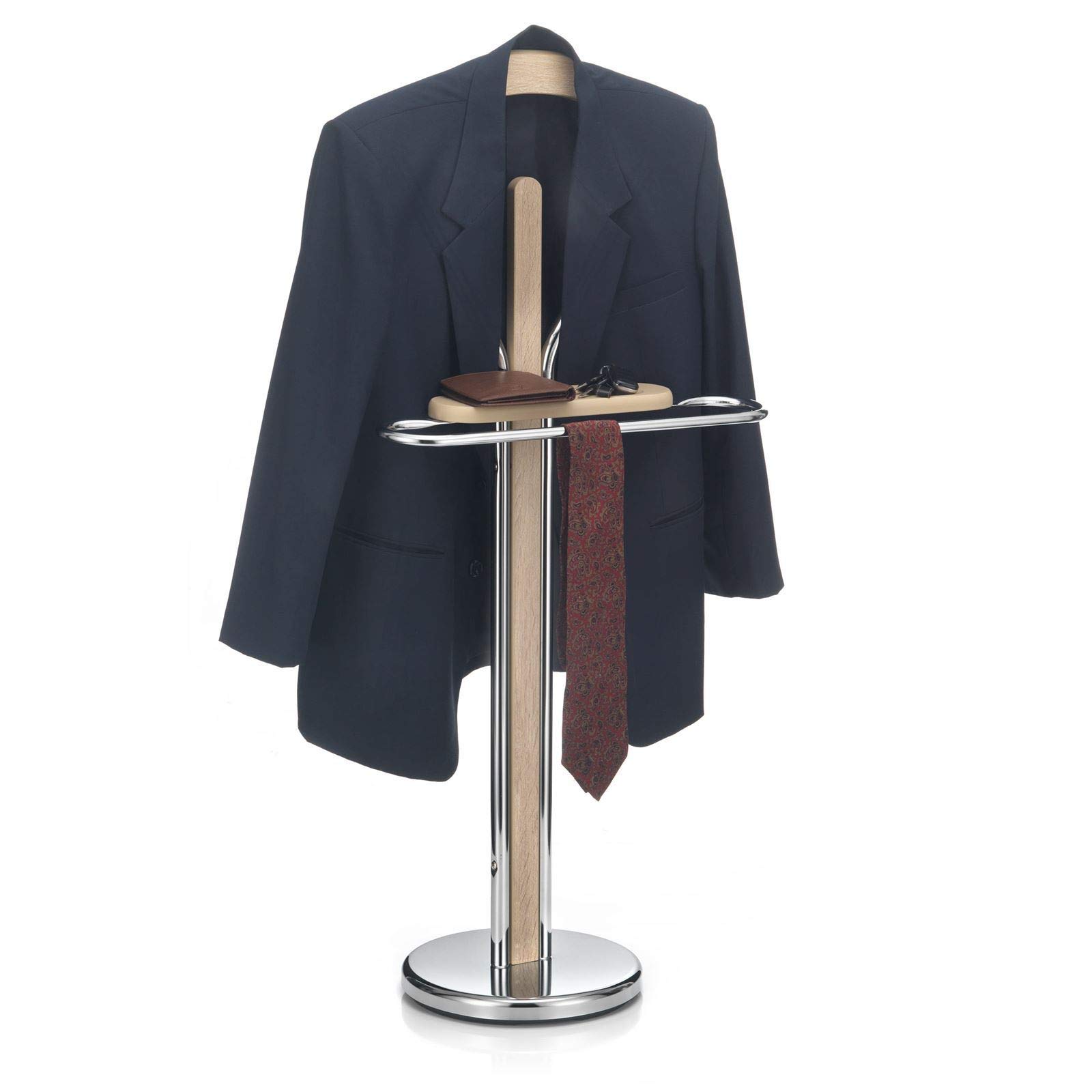 IDIMEX Valet de Chambre Gregor chevalet de Nuit Portant pour vêtements, Structure en métal chromé et Finition en MDF décor chêne Sonoma
